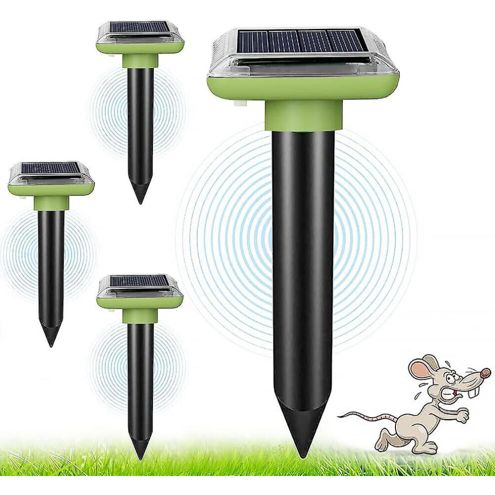 Kikidex (As Show, One Size) Mole Repellents, Solar, Ultrasonic 4 Pcs, Ultrasonic Terminal For Moles, Gophers Vole Snakes And Other Animal Repellents