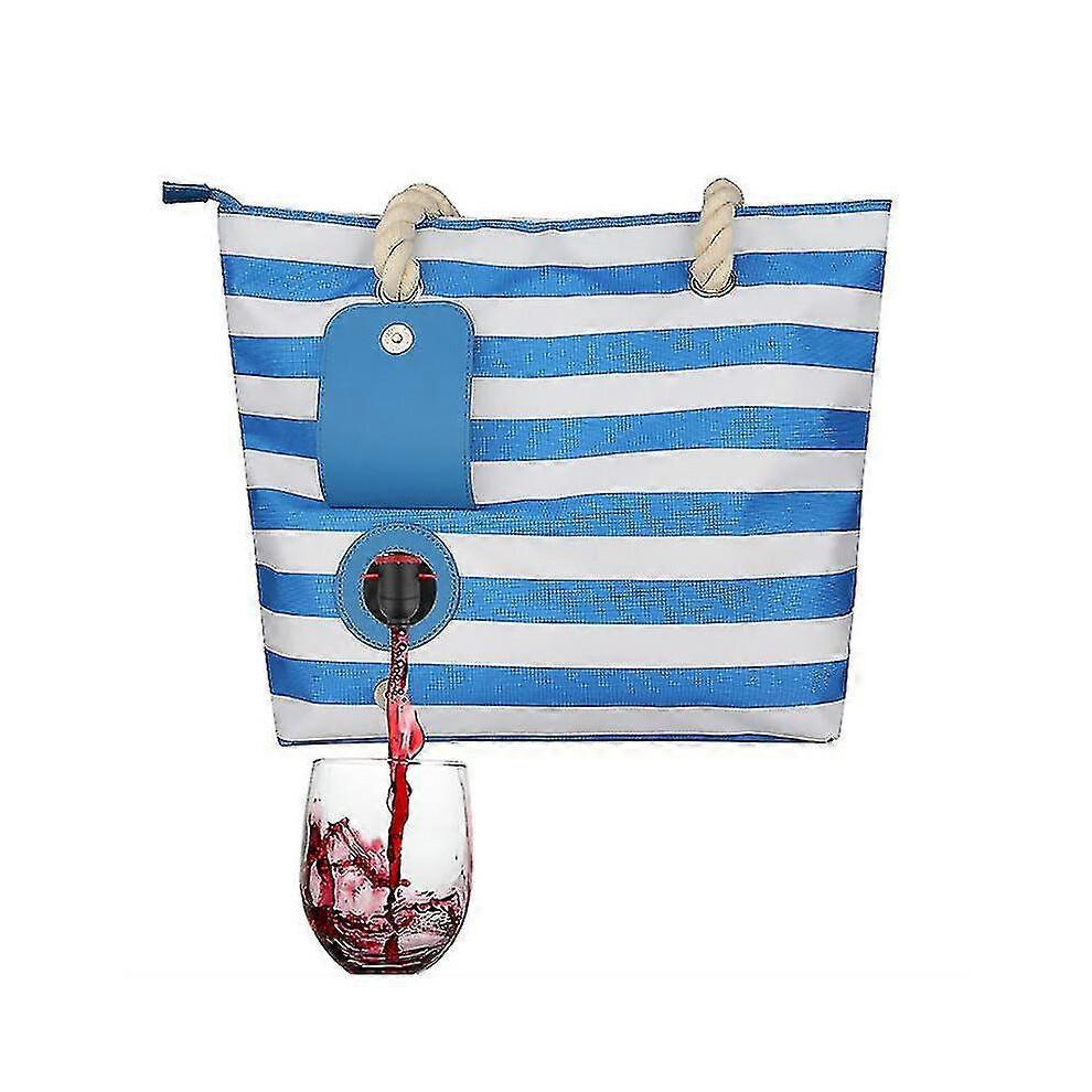 Canvas Tote Bag With Hidden Dispenser, Insulated Compartment Cooler Bag (Blue) Blue