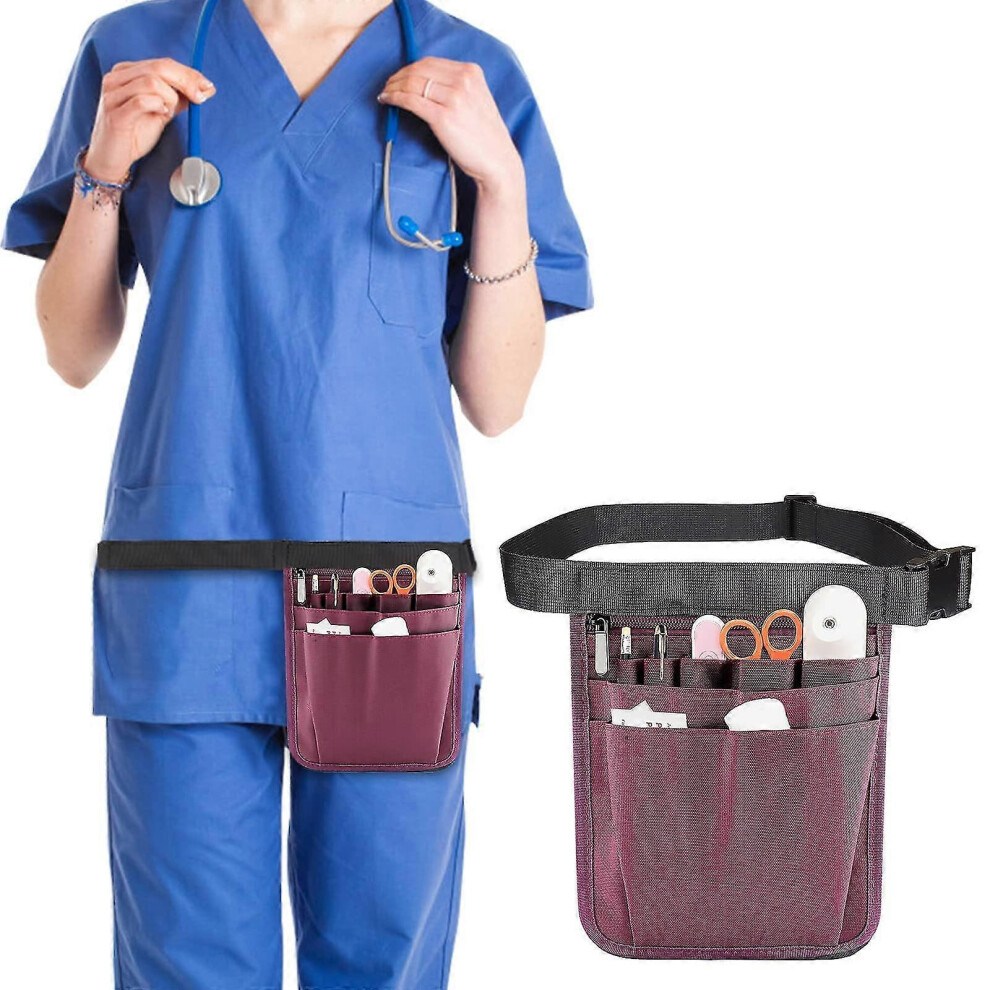 Nurse Fanny Pack Multi Compartment Waist Bag, Adjustable Medical Work Organizer, Utility Bag For Nurses Pink