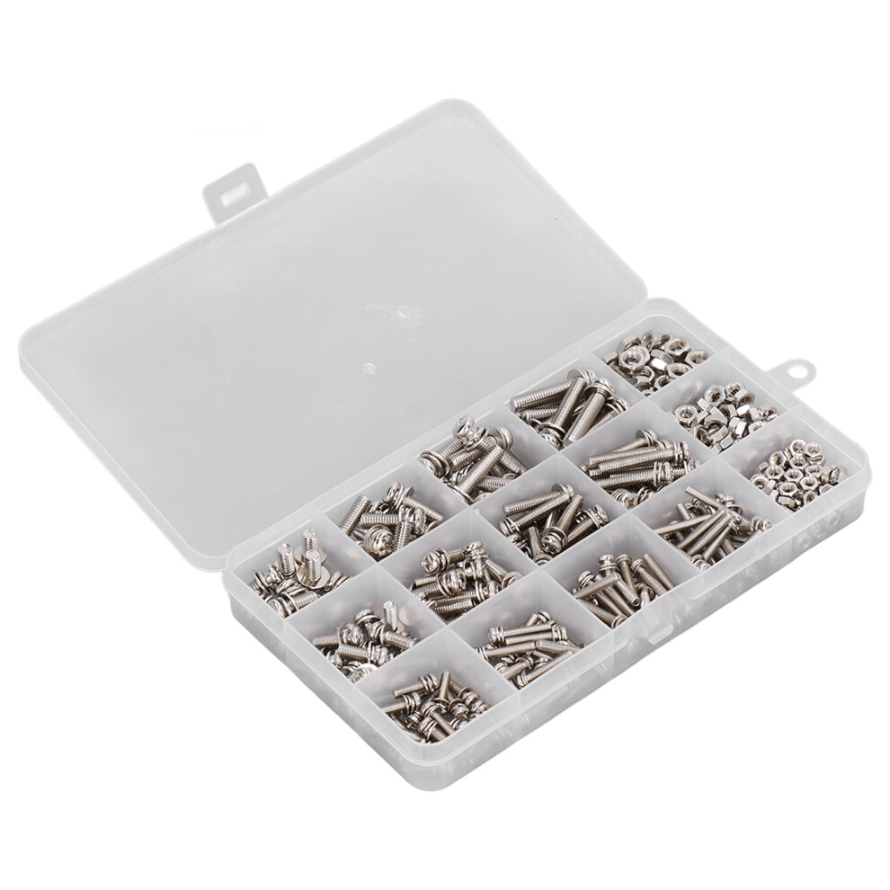 360Pcs Stainless Steel Nut & Washer Set M3-M5, Multi Sizes 6931357393498