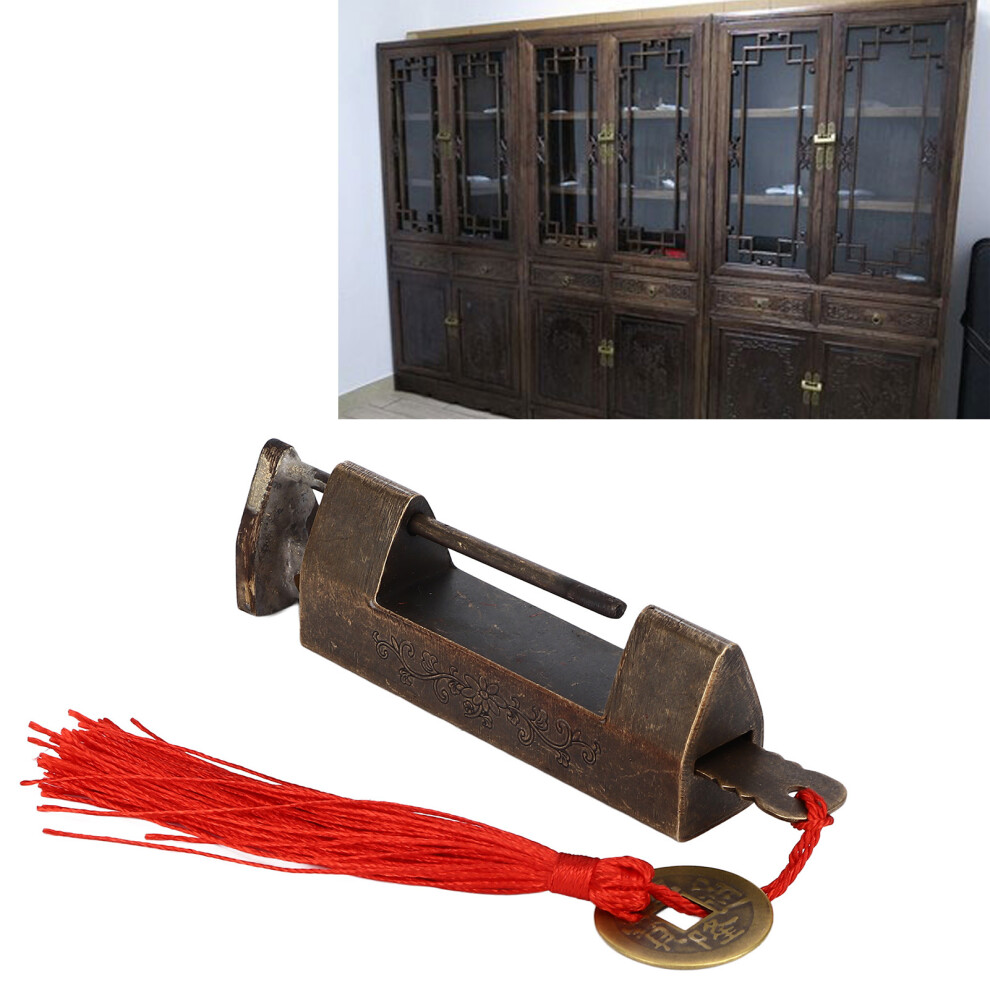Durable Antique Brass Padlock 1.7In Spacing Chinese Style For Boxes And Lockers 5091357393834