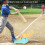 Kids Baseball Pitching Machine 3 Balls Blue Step On Type Telescopic Bat 12