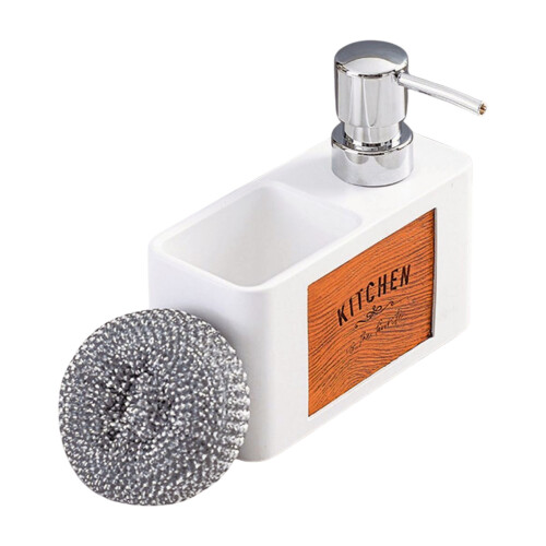 Kitchen Soap Dispenser Set 2in1,Dish Soap Dispenser with-White