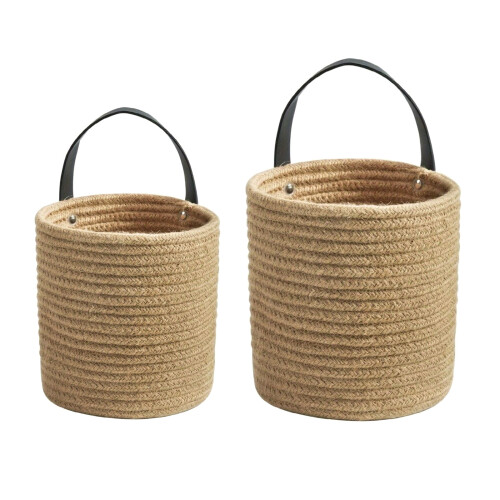 Decorative Hanging Rope Baskets With Leather Handle For-S 1