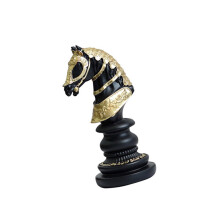 Statues d'échecs en résine, Figurine-Cheval de guerre noir
