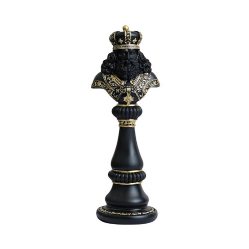 Statue d'échecs classique reine/roi/cheval, Sculpture-Roi noir