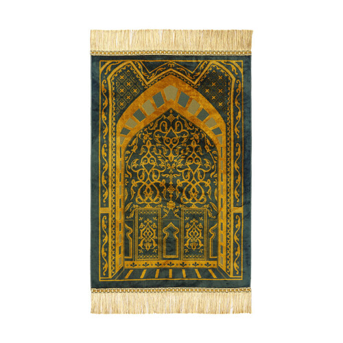 Tapis de prière musulmans lavables, portables,-Or vert sable