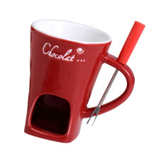 Tasse à fondre au chocolat avec fourchette, ensemble de-Rouge