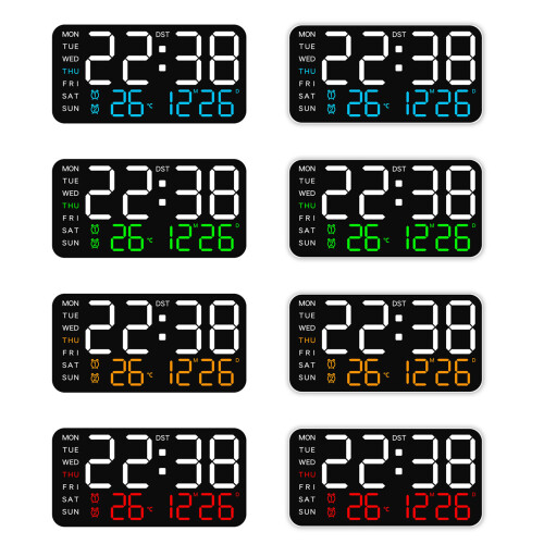 Large Display LED Digital Wall Clock-black shell orange color 1