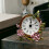 Stylish Quiet Analog Table Clock with Intricate Handpainted 7