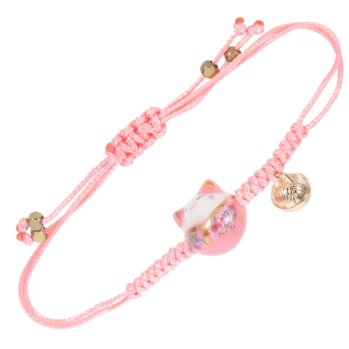 1 Pulseira De Trançada À Mão Rosa