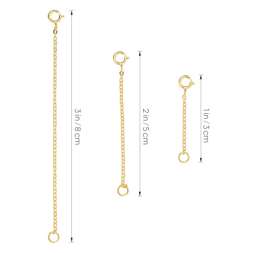 3Pcs Corrente Extensora Prata S925 Ajustável Para 1