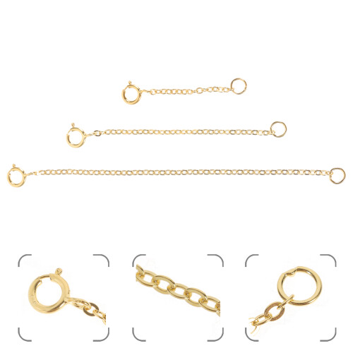 3Pcs Corrente Extensora Prata S925 Ajustável Para 2