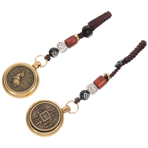 2 Peças Pingente Chinês Cobre Com Pendurado 1
