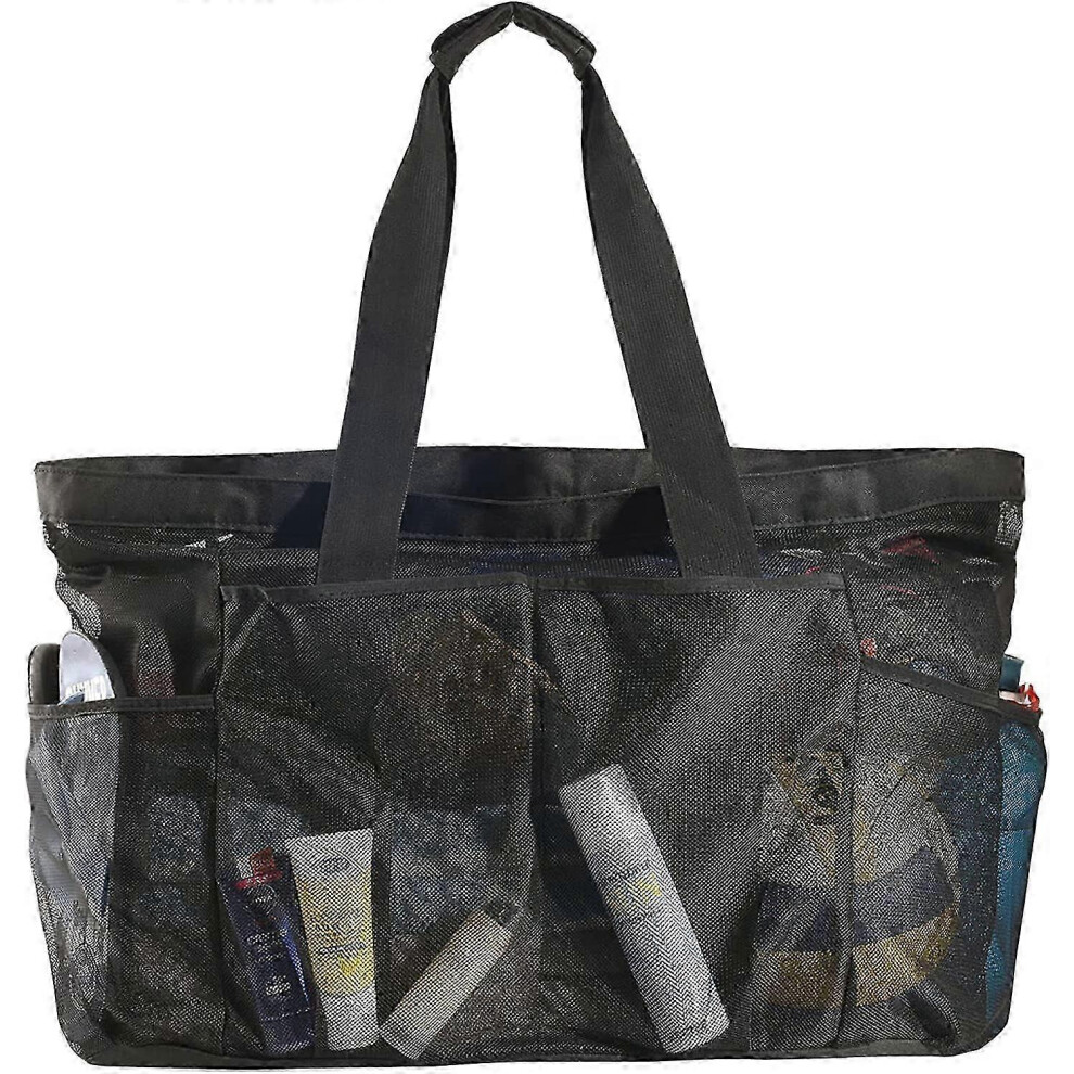 Mesh Beach Bag with Zipper, Oversized Pool Bag with Pocket, Swimming Gear Tote