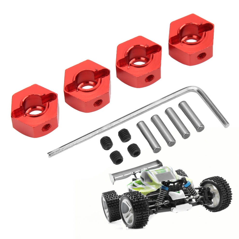 4Pcs 12Mm Aluminum Alloy Wheel Hex Hubs Nuts For 1/10 Rc Car Red 8401357397812