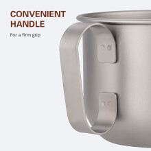 500ml Titanium Camping-Kaffeetasse mit Deckel & Griff – Leichtes Silber