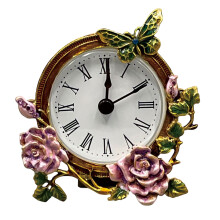 European Vintage Floral Butterfly Table Clock Battery Operated