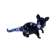 Artisanat artisanal Vintage chats noirs Sculpture en verre