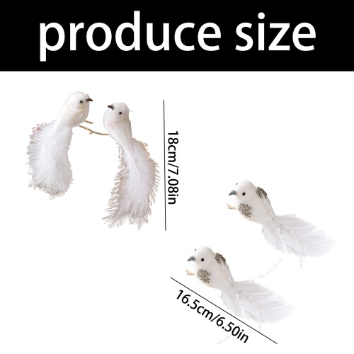 Décorations réalistes d'oiseaux à plumes blanches, 2 pièces,-B 2