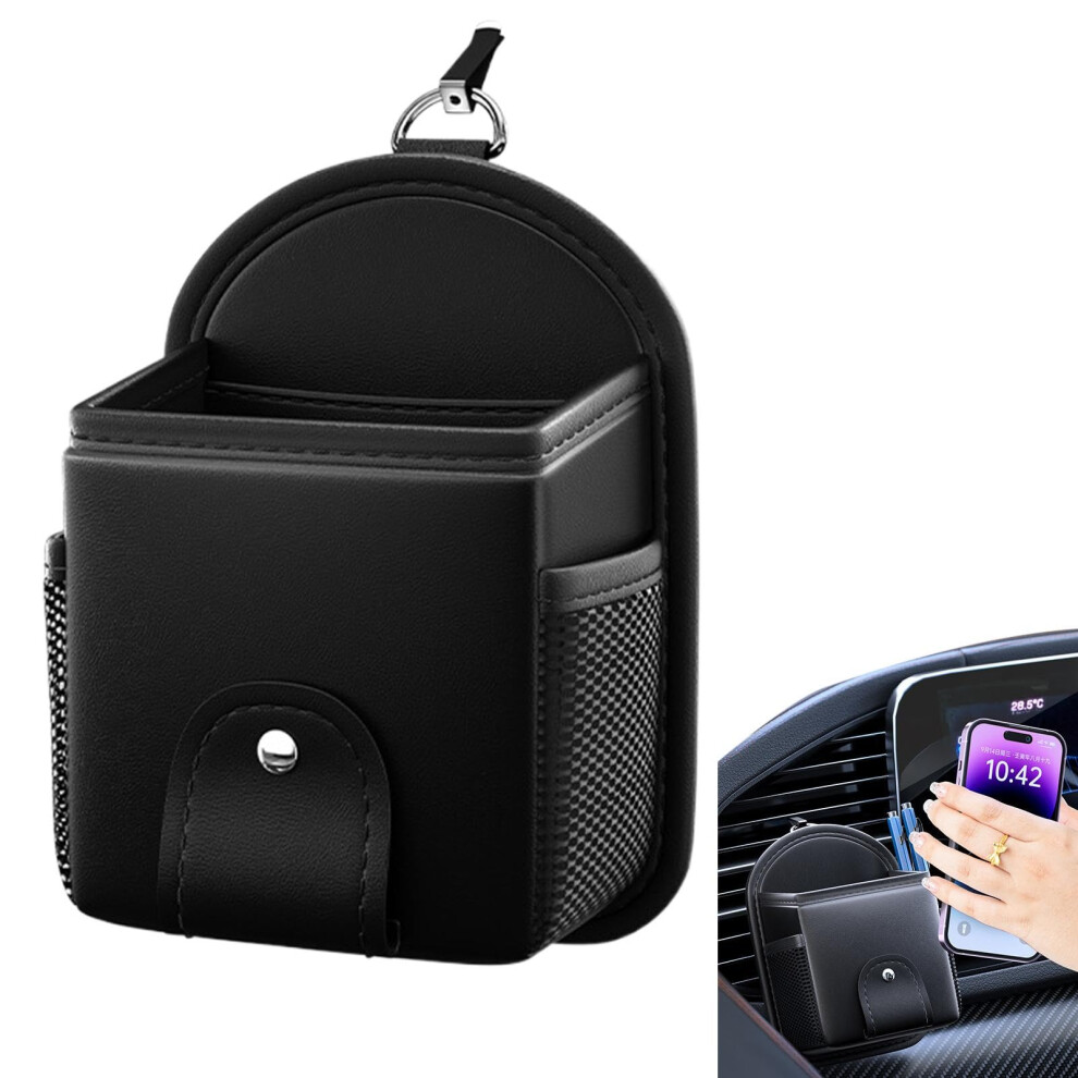 Car Air Vent Storage Bag Pu Leather Phone Holder Coin Card Organizer Pocket Pouch For Keys, Coin, Phone And Glasses 9105992869541