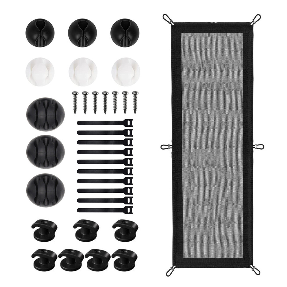 Functional Cord Management Mesh Easy Install Under Desk- C Black 7627000314727