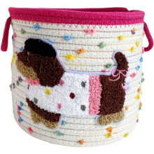 Storage Box Hand Made Woven Cotton Rope Puppy Dachshund Storage Basket Large Capacity Dust-Proof Toy Organizer For Kids