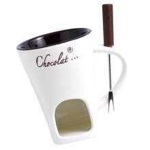 Ceramic Chocolate Fondue Mug Durable Ceramic Fondue Pot-White