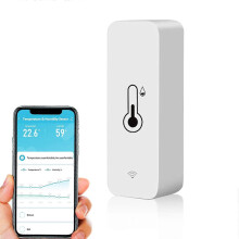 (As show, One size) WiFi Smart Thermometer Hygrometer Mini Digital Indoor Temperature Humidity Sensor for Greenhouse Basement