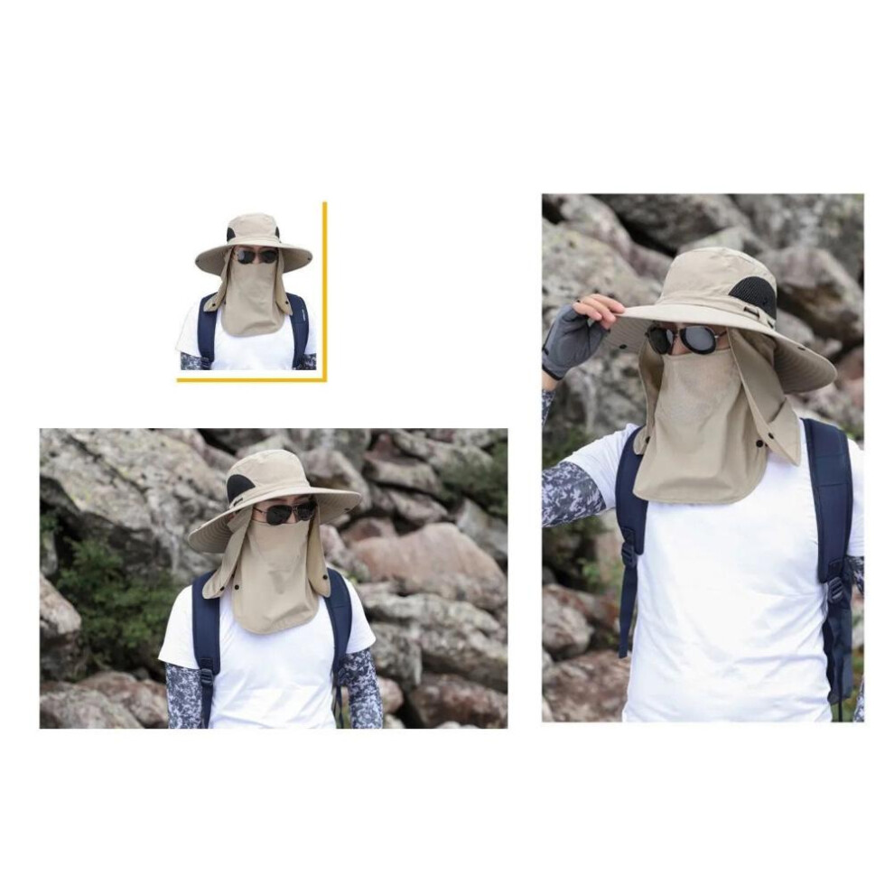 UV Protection Outdoor Sun Hat with Face & Neck Flap, Breathable Wide Brim-image-OPC-PMP9ZYW-NEW