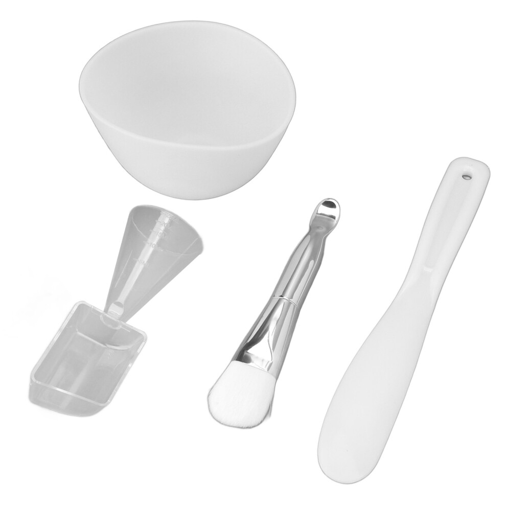 Silver Silicone Face Mask Mixing Bowl Set With Brushes & Spatula,