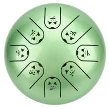 5.5in Green Steel Tongue Drum with 8 Notes Chakra & Animal Pattern