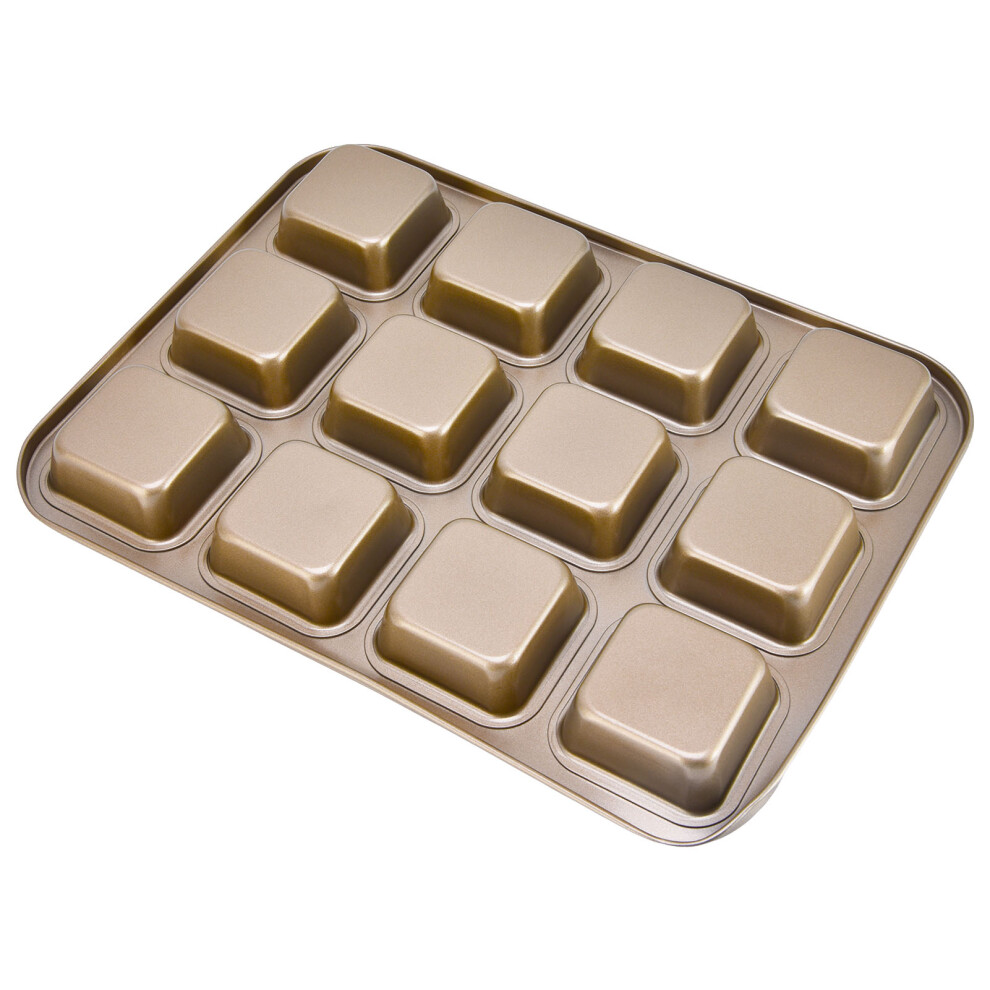 Gold\12 Slot Mini Loaf Nonstick Baking Pan for Brownies and Muffins-image-OPC-PMPB5XK-NEW