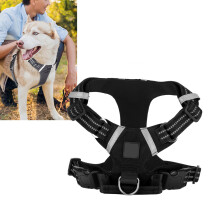 Pettorina per animali domestici, taglia L, nylon nero, maniglia riflettente