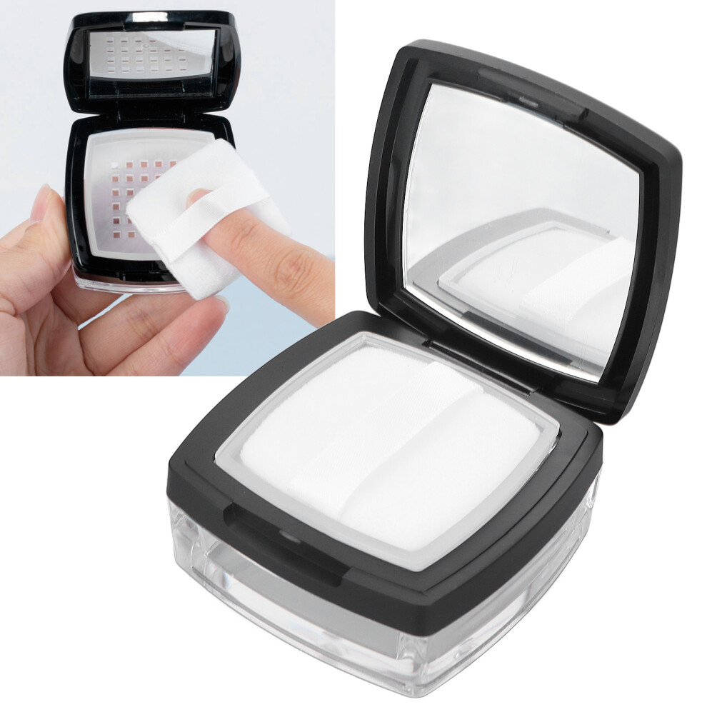 Black Portable Loose Powder Case With Skin-Friendly Puff & Mirror