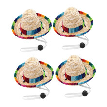 Dog Sombrero Hat - Woven Pet Party Decoration - Includes 2 Sets (4 Hats) For Small To Medium Dogs