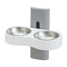 Wall Mounted Double Bowl Cats Feeding And Drinkers Automatic Water Dispenser For Cats Space Saving Dual Bowl Feeder