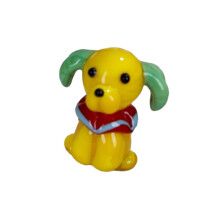 Figurine d'animal en verre faite à la main,-Petit chien jaune