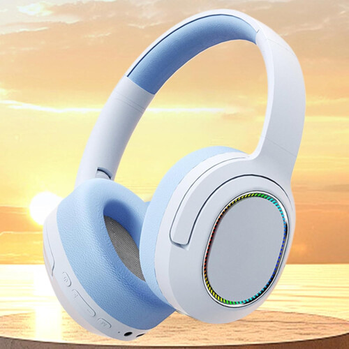 Wireless Headsets PC-Compatible Wireless Headset For PC And Mobile, Lightweight Over-Ear Headset, Ergonomic Fit, Blue 1