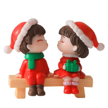 (Sitting Couple, One size) Cute Christmas Couple Dolls Micro-Landscape Miniatures DIY Crafts Suitable for Decor