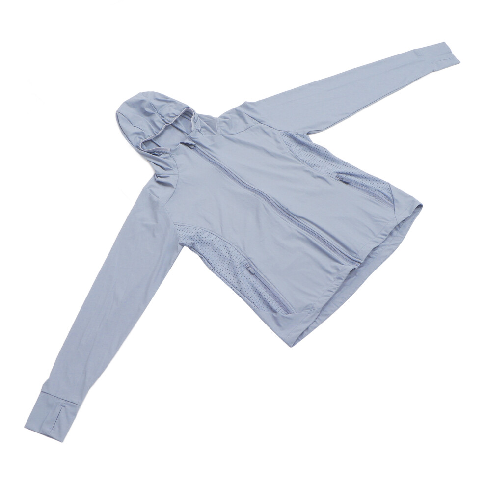 Women's Gray UPF 50+ Sun Protection Jacket Nylon Long Sleeve Hoodie (L)