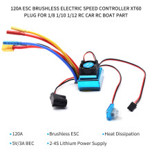 120A brushloser ESC, XT60-Stecker, wasserdicht, für 1/8-1/12 RC-Autos & Boote