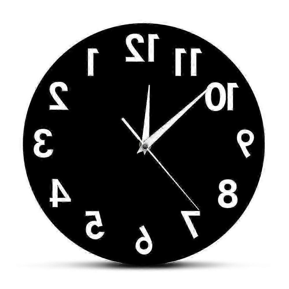 Kikidex (As Show, ) Reverse Anti Wall Clock Modern Backwards Time Run Counter Clockwise Wall Watch Black