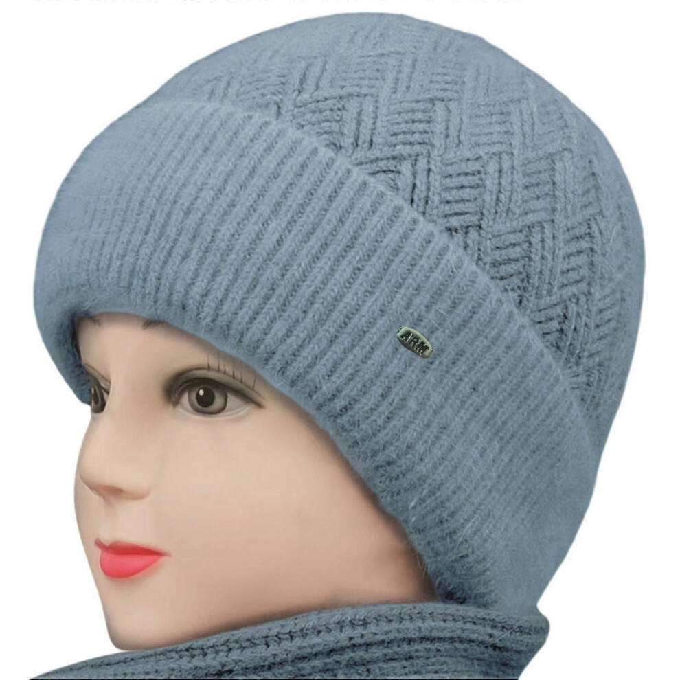 Kikidex (Rose Red, One Size) Middle-Aged Elderly Winter Woolen Hat Fleece Lining Thickened Mom Beanie Hat Warm Grandmother Knitte