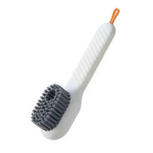 (Green, One size) Household Handheld Soft Fur Shoe Brush Press Liquid Added Cleaning Brush for Clothes Shoes Washing