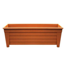 (Terracotta, 3) Long Trough 55cm Plant Pot Plastic Planter Indoor Outdoor Garden Window Herb Box Ebony & Terracotta Uk