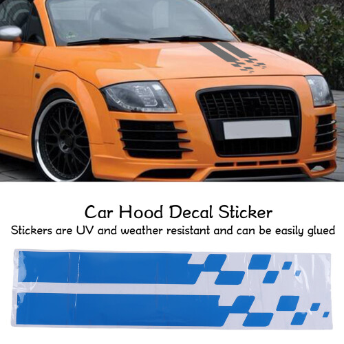 90x9cm Blue Auto Bonnet Stripes 2pcs Easy Peel & Stick Durable 2