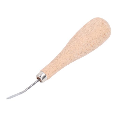 Curved Stitching Awl Steel Beech Handle for Leather Punching 1