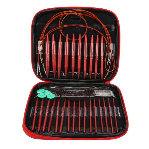 Knitting Needles Set Circular Interchangeable 8 Sizes Crochet Kit for Hobbyists