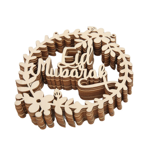 10 Sets Eid-Holzanhänger, 17,5  15 cm, Schnur 19 cm